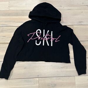 Pixie Lane Black Cropped Hoodie Ski Patrol